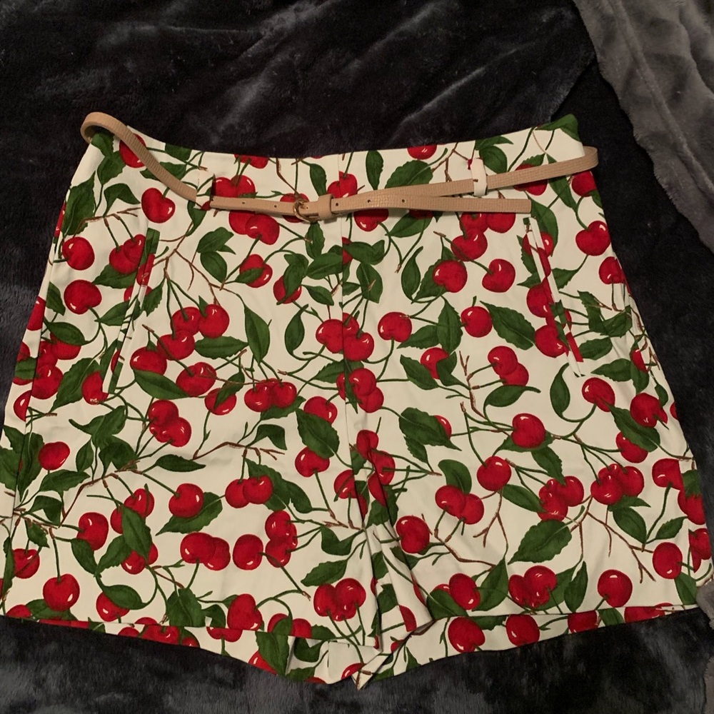 Zara high Waisted Cherry Print Shorts